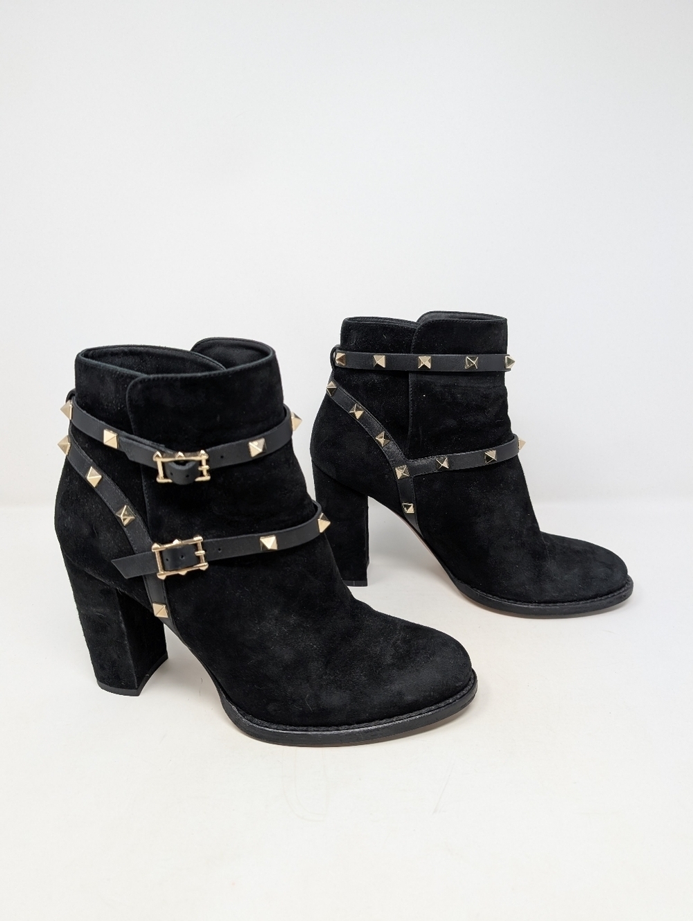 Valentino Garavani RockStud Ankle Boots booties Black Suede Size 39